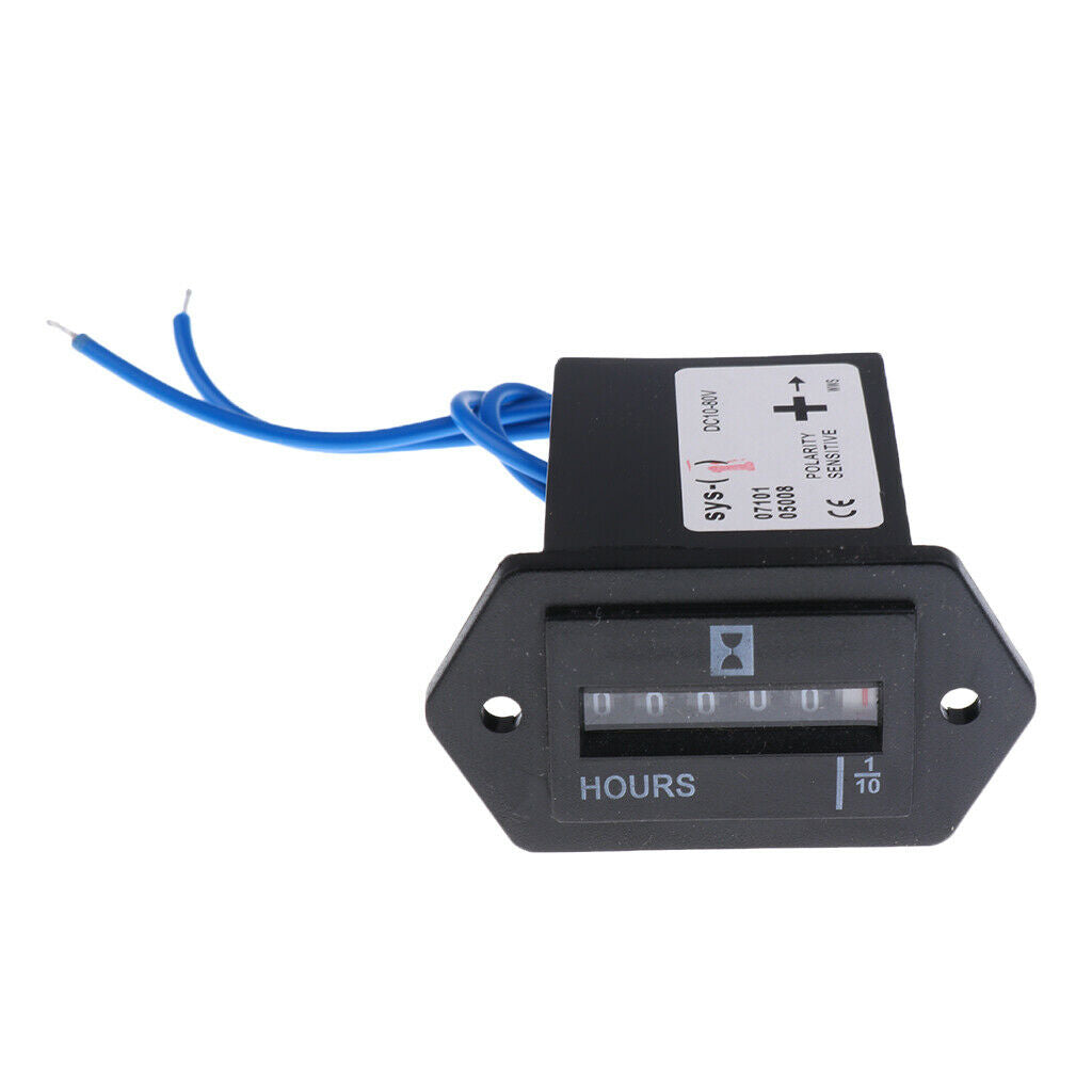 Car Truck Quartz 99999.9 10-80V Outboard Hour Meter for Engine Generator