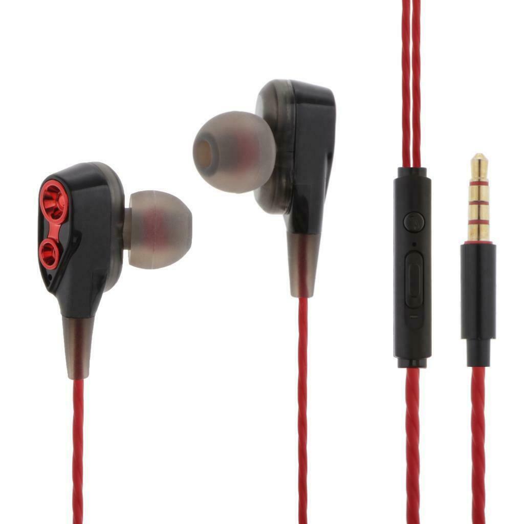 Dual Moving Coil 3.5mm Wired Sports In-Ear Headsets Stereo Earphones Earbuds