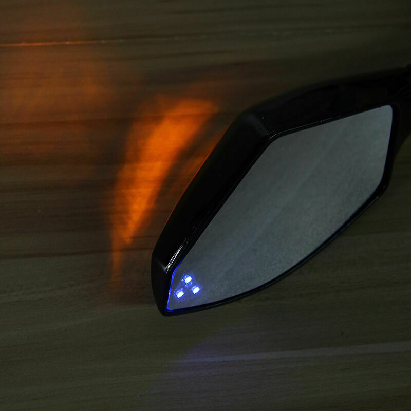 Universal Motorcycle Dirt Bike Black Rearview Mirrors with LED Turn Signal Light