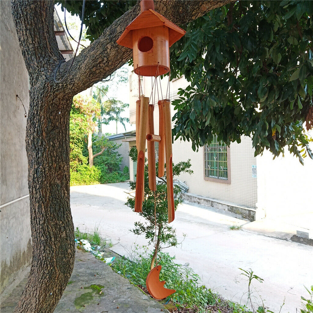 Bamboo Windchime Outdoor Wall Tree Art Decor Garden Patio Ornament Brown