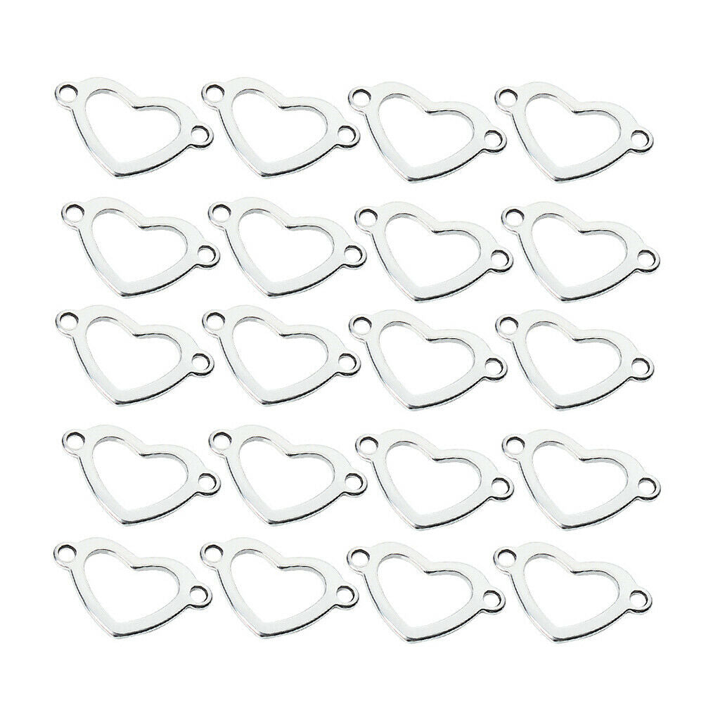 20 Pieces Metal Flat Heart Shaped Blank Coin Stamping Tag Charms