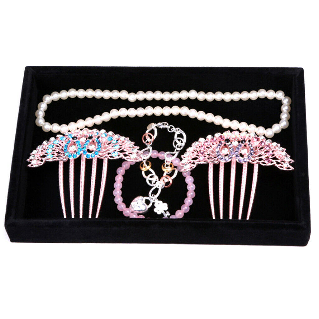 Necklace Bracelet Display Tray Case Organizer for Jewelry Display - Grey - Black