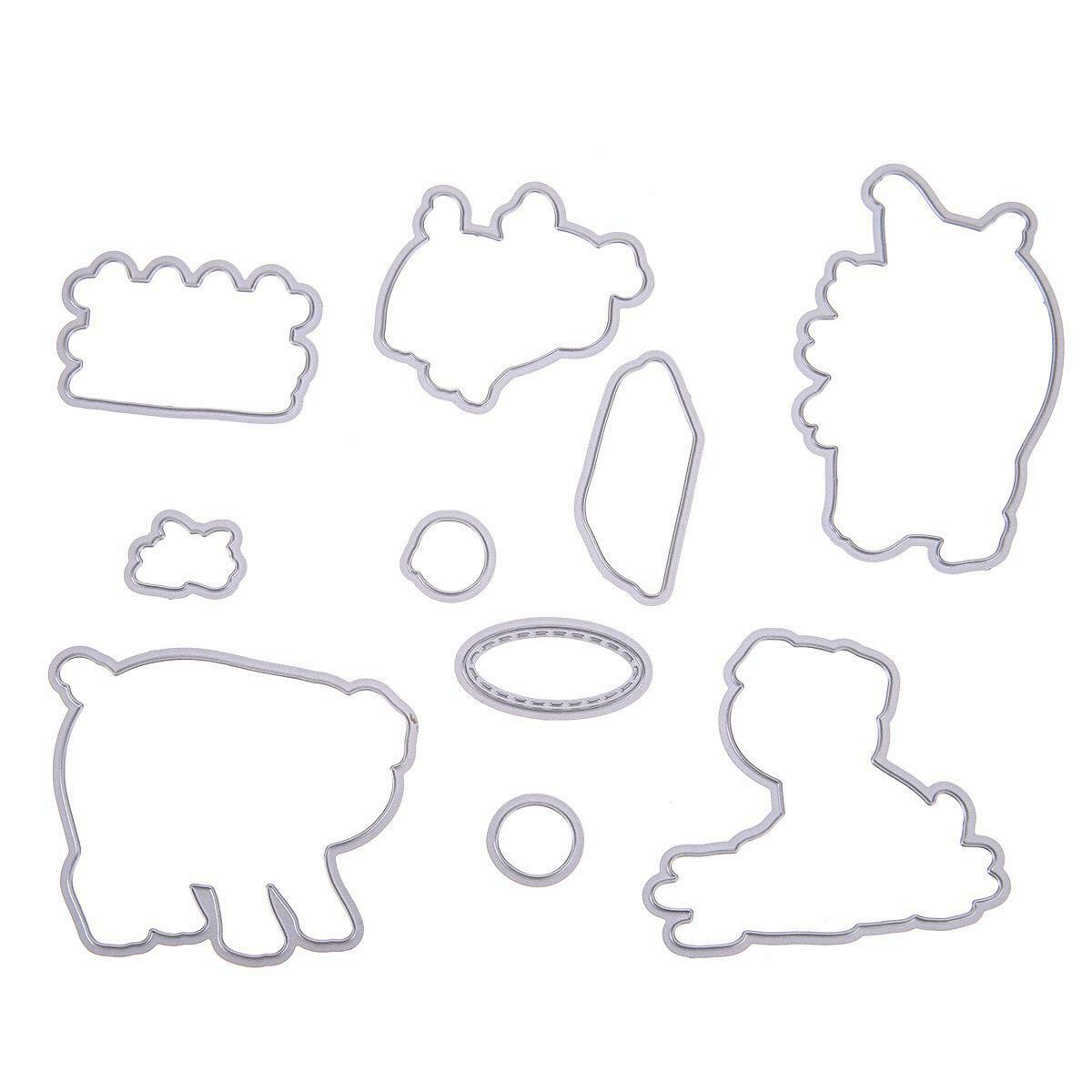 Pig Silicone Clear Stamp+Metal Cutting Dies Stencil Frame Scrapbook Decor @
