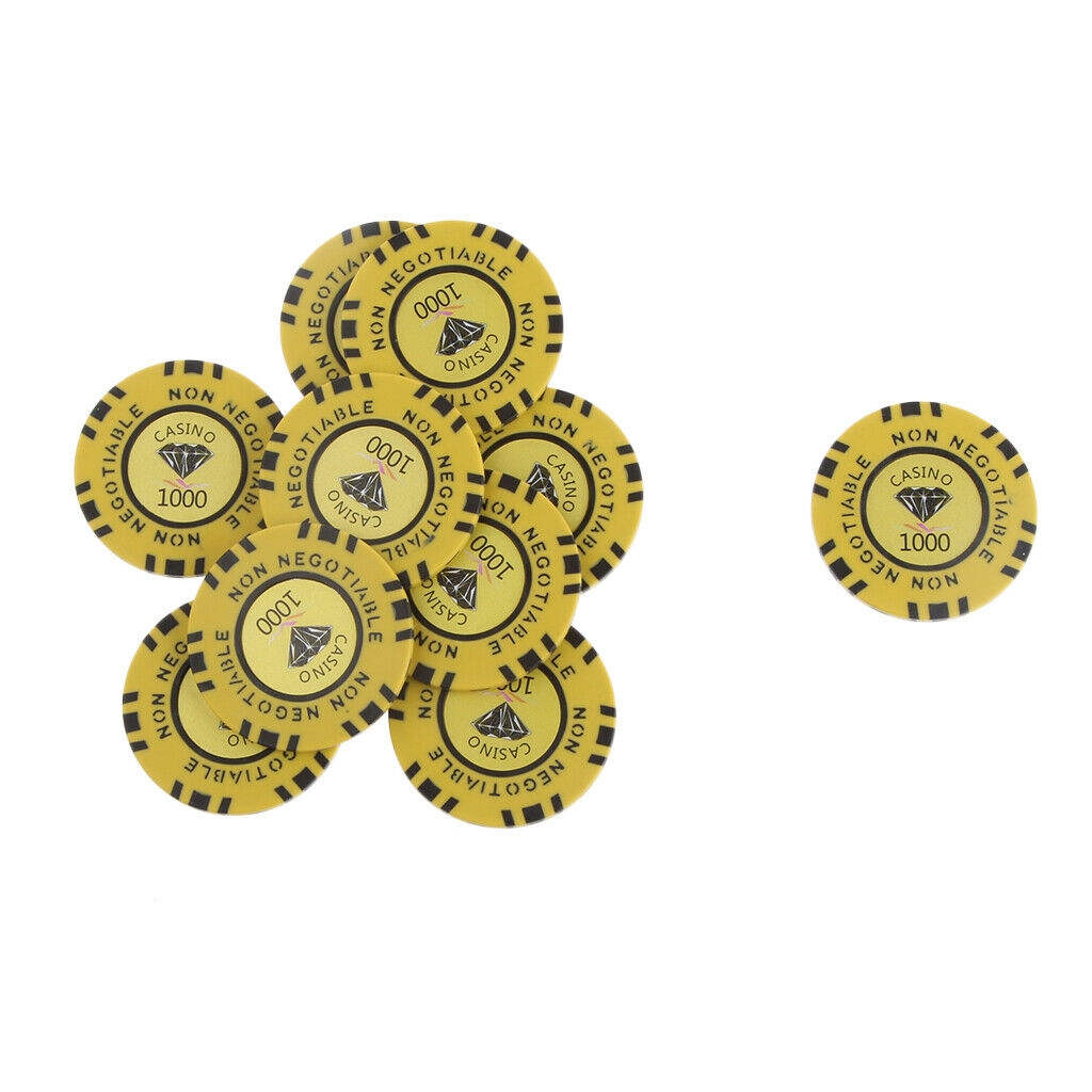 MagiDeal 1000 Par Value 45MM Non Negotiable Diamond Clay Casino Yellow Chips