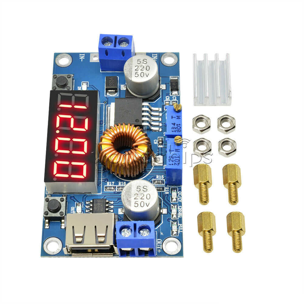 New 5A CC CV W/ USB Voltmeter LED Drive Step-down Lithium charger Power Module