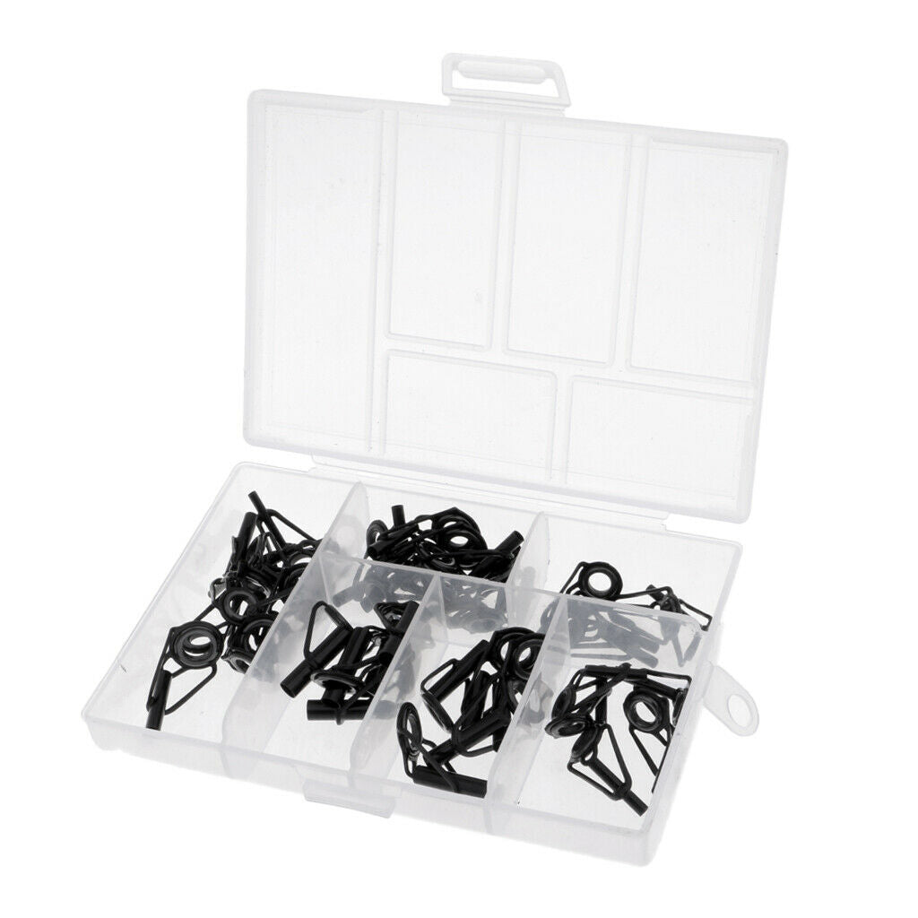 40Pcs Stainless Steel Fishing Rod Guides Ring Rod Repair Part Kit DIY Tips Ring