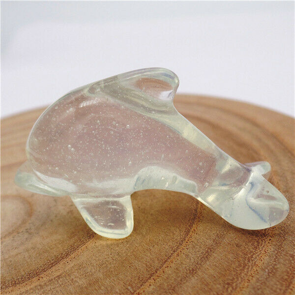 50x28x15mm White Opal Carved Dolphin Statue Reiki Healing Home Decoration HH8131