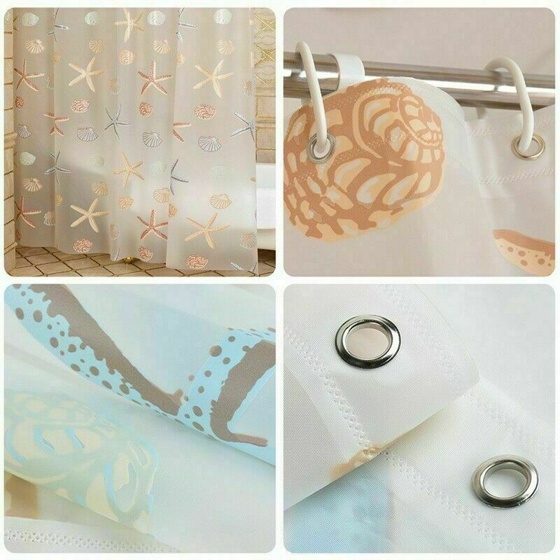 180 CM Waterproof Shower Curtain with 12x Hooks Bathroom Starfish Sea Shell NR9