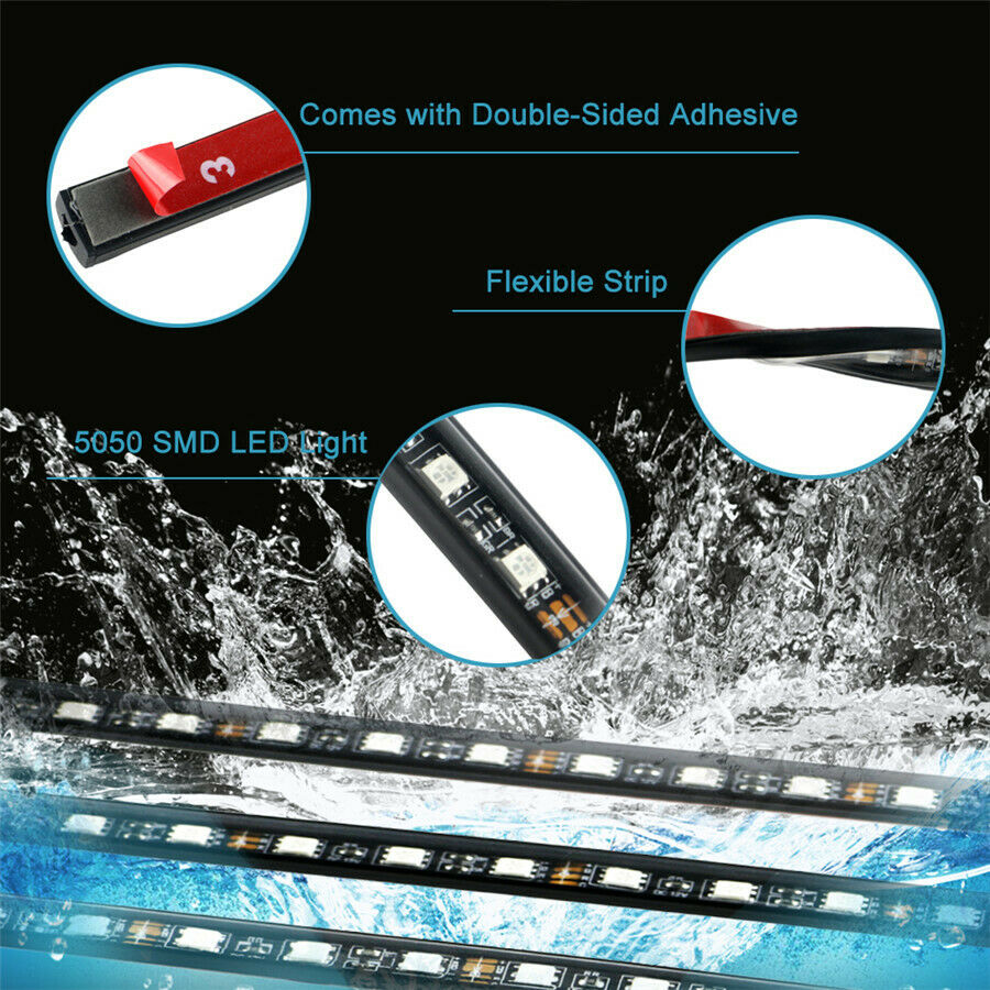4Pcs LED Strip Under Car Tube Underglow Neon Light Kit Phone APP Sound  Control