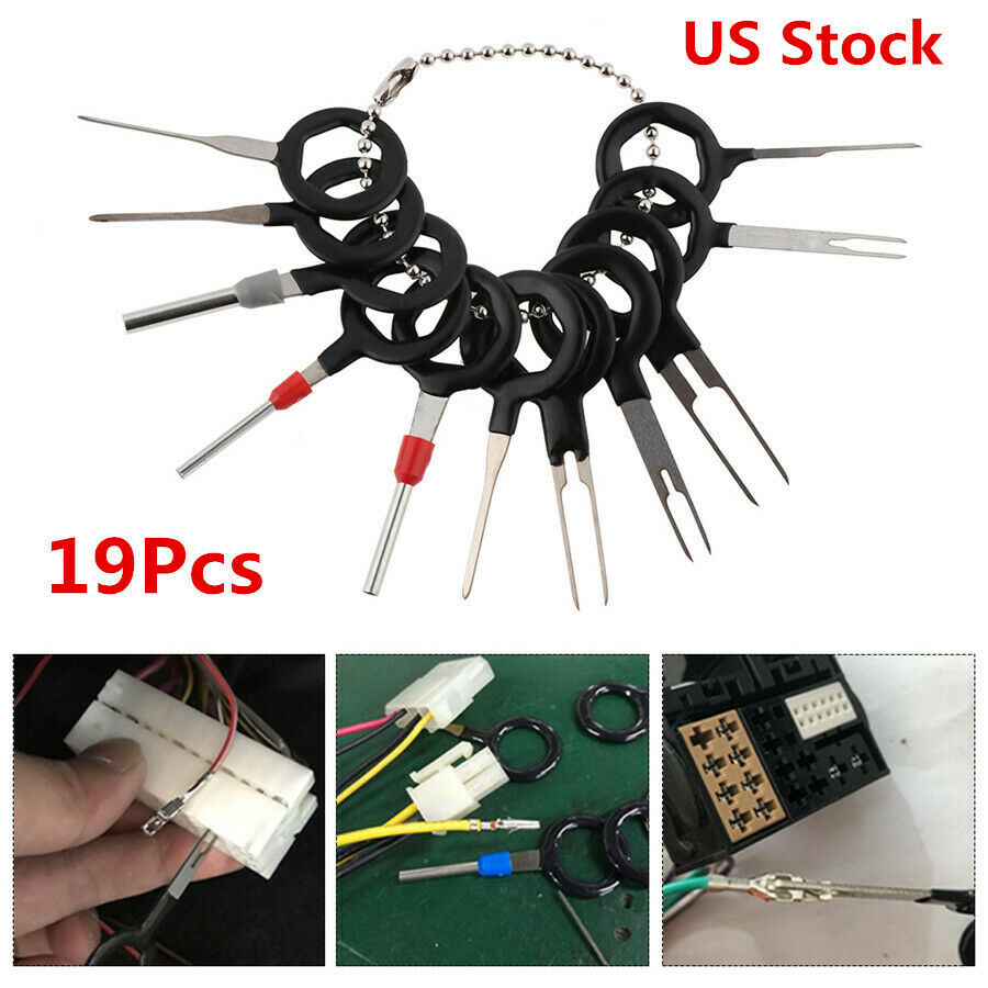 19pc Car Terminal Removal Electrical Wiring Crimp Connector Pin Extractor Kit-US