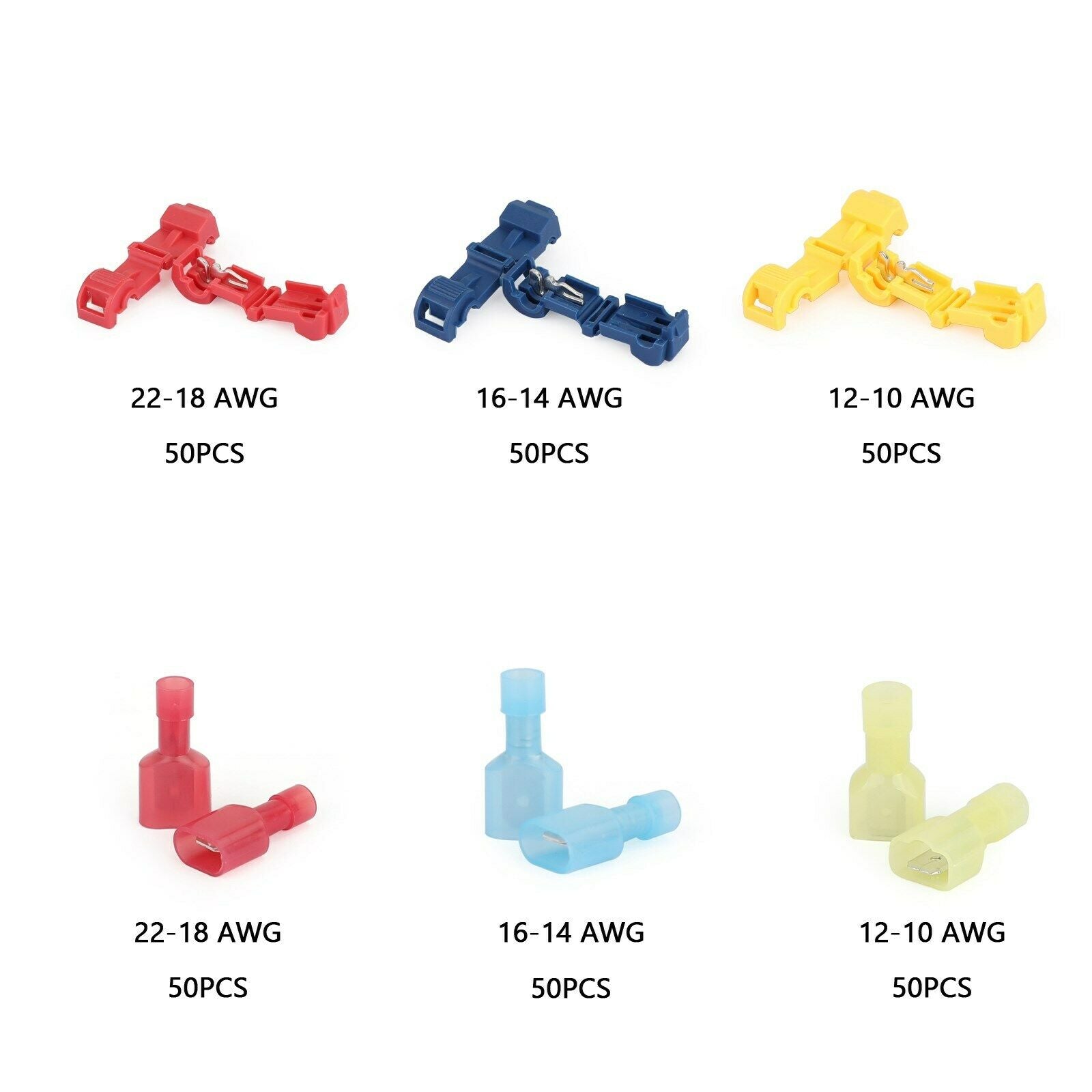120pcs T Tap Quick Splice Connectors Male Disconnect Wire Crimp Terminals Kit CN