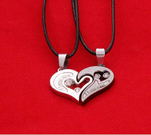 1Pc Men Women Lover Couple Necklace I Love You Heart Pendant Stainless Steel