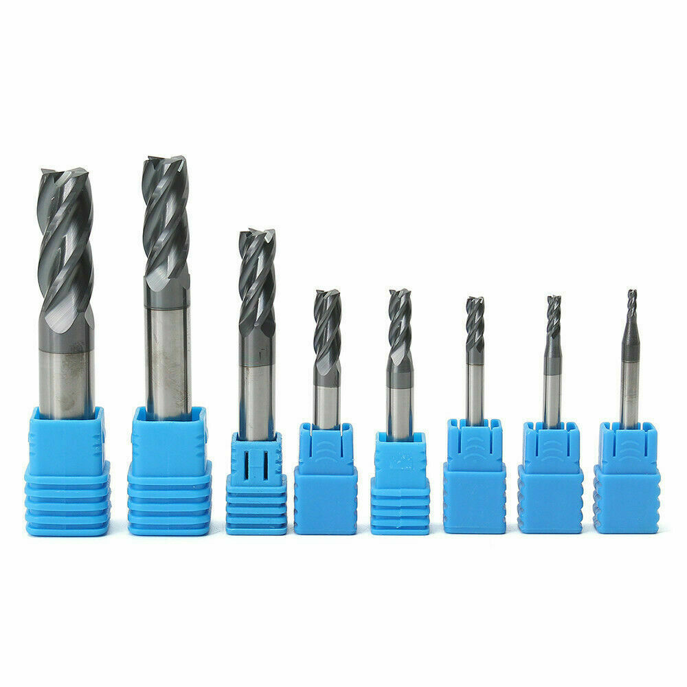 8pcs 2-12mm 4 Flutes Carbide End Mill Set Tungsten Steel Milling Cutter Tool