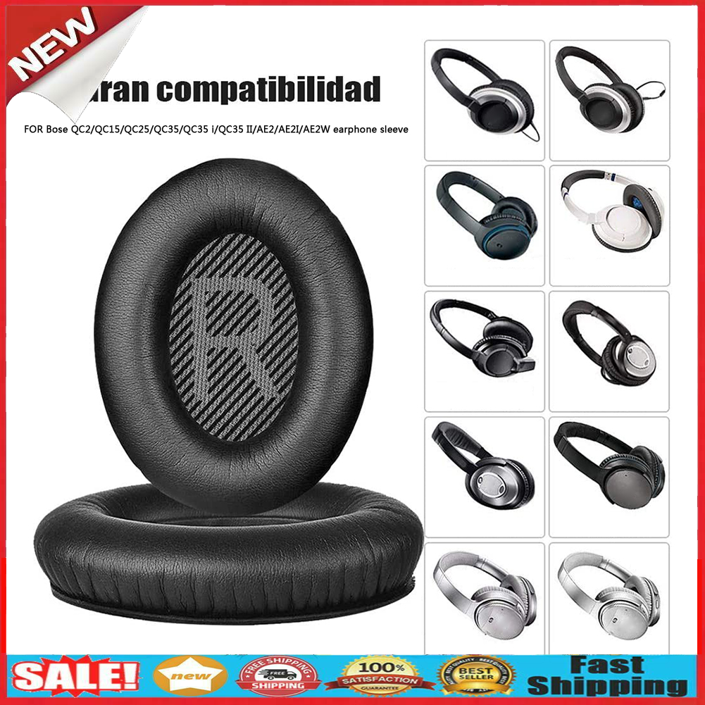 1 Pair Leather Foam Headphone Replacement Ear Pads for Bose QC2 QC15 QC25 @