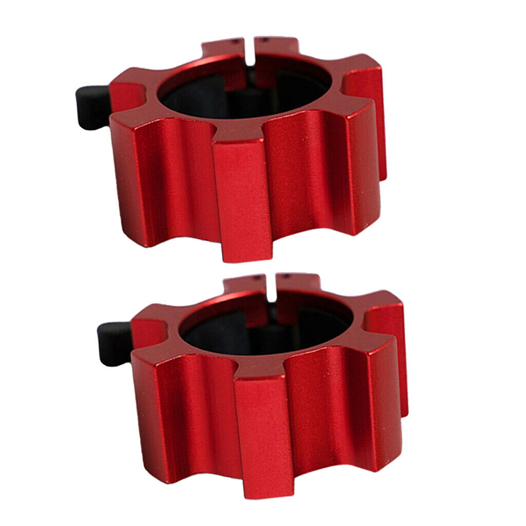 2PC 2'' Barbell Collars Standard 50mm Gym Dumbbell  Lock Rod Clip Red