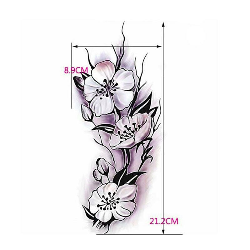 Tattoos Body Art Skin Water Transfer Flowers Temporary Women Men Purple Flower