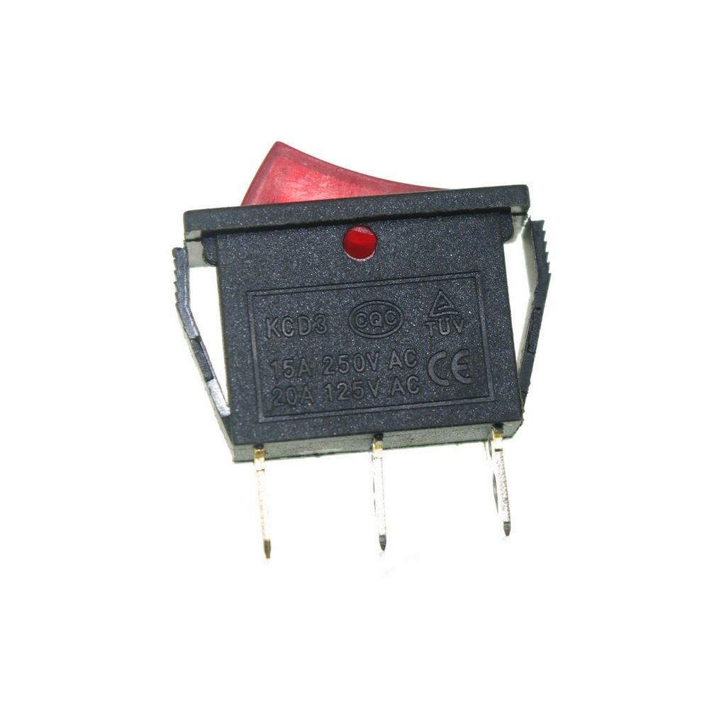 5 x 15A 250VAC/20A 125VAC 3 Terminal SPST Red Neon Lamp O/F Boat Rocker Switch