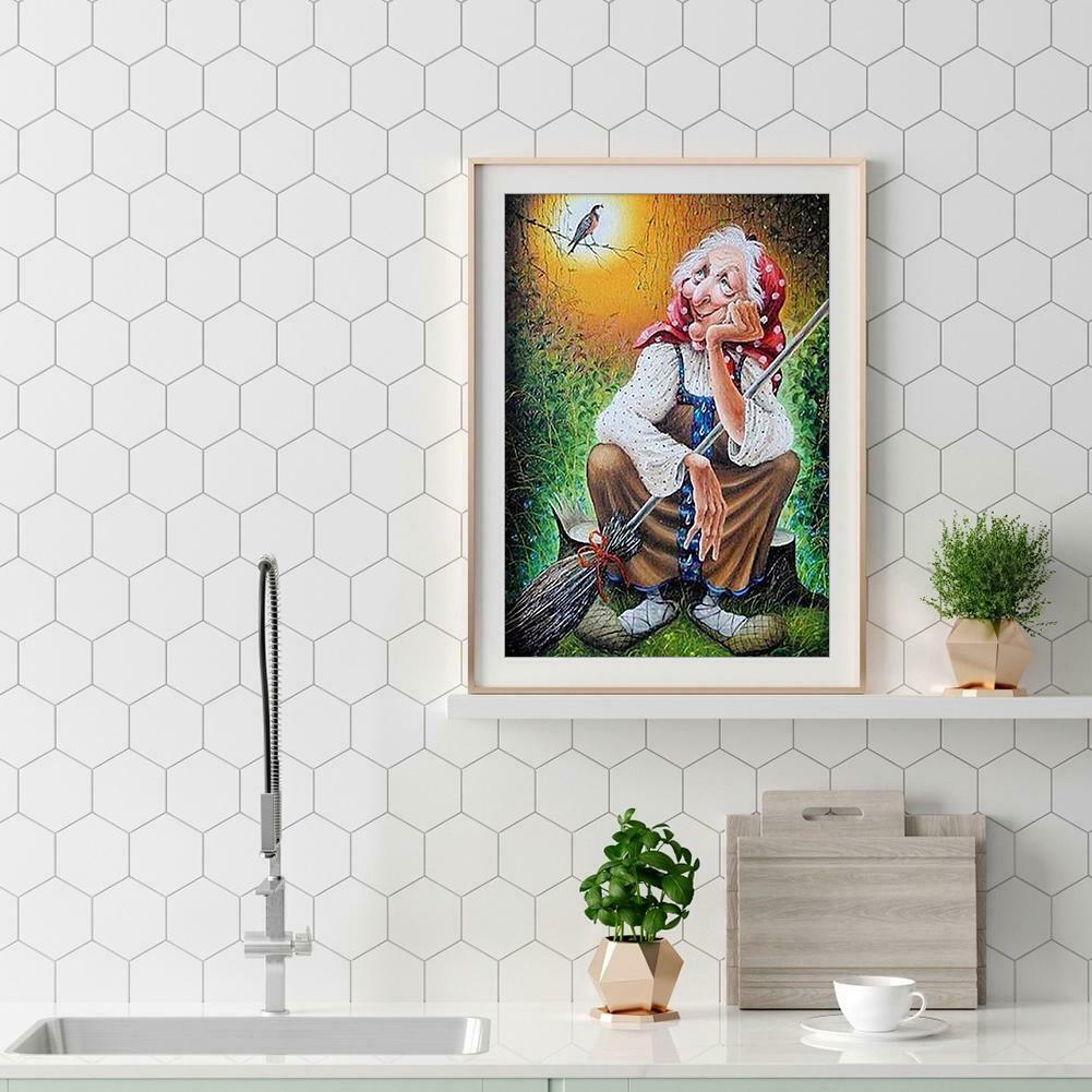 5D DIY Full Drill Diamond Painting Old Lady Embroidery Mosaic Craft Kits @