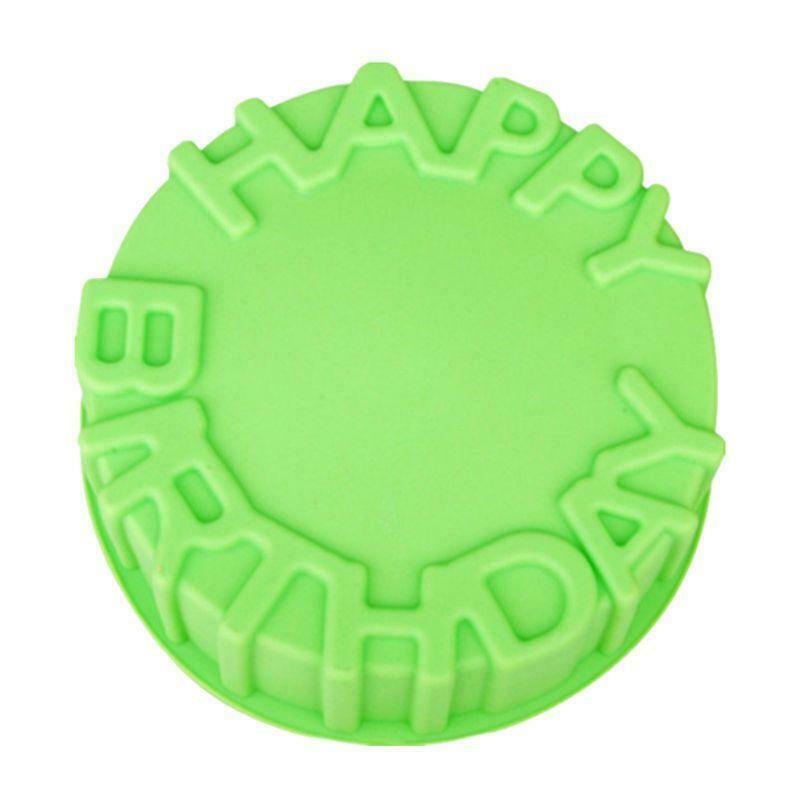 7.9inch Happy Birthday Cake Pan Silicone Mold Round Cheese Pie Tart Bread Mould