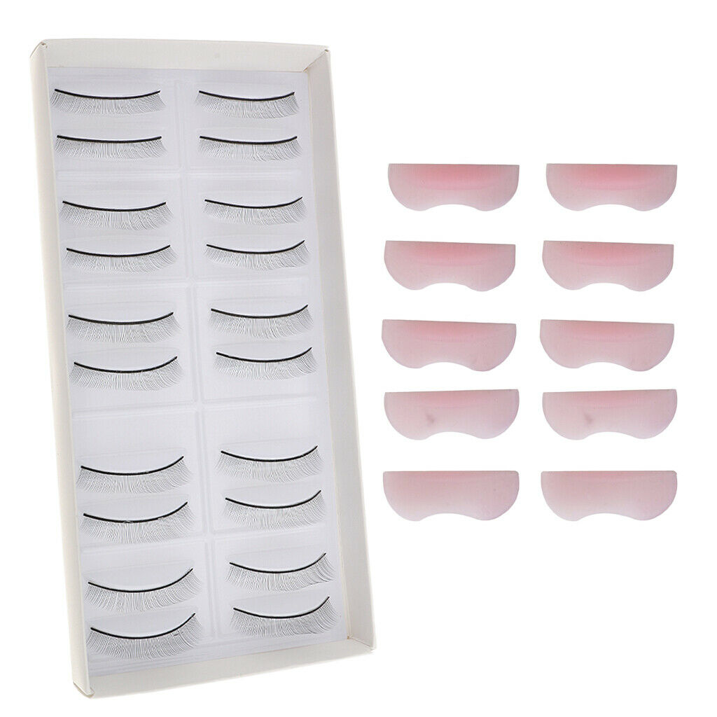 10 Pairs of Natural Long Artificial Eyelashes + 5 Pairs of Eyelash Shields