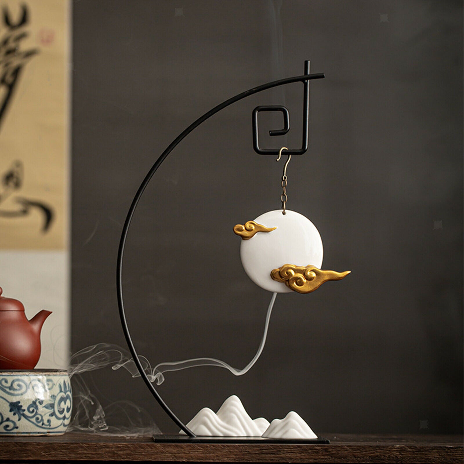 Zen Backflow Incense Burner Sandalwood Desktop Burning Cone Holder Home