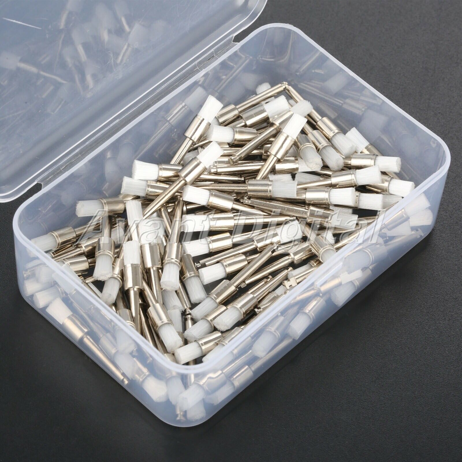 100pcs Lab Clinic Dental Prophy Brushes Polishing Flat Polisher White 2.6cm +Box