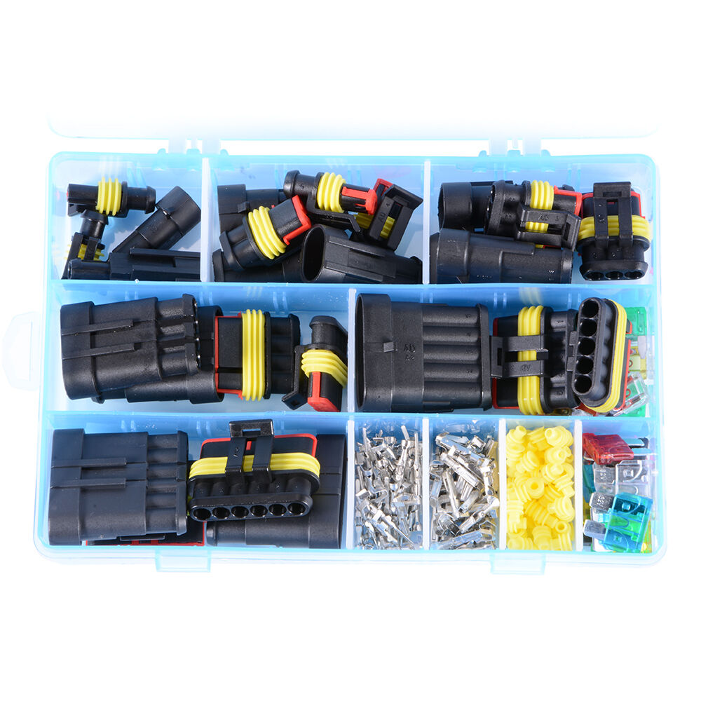 Car Waterproof Electrical Connector Terminals 1/2/3/4/5/6 Pin Way+Fuses With Box