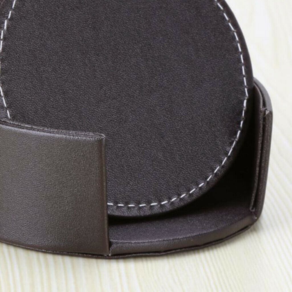 Brown PU Leather Beverage Coasters Set of 6 Glass Mug Trays Mats