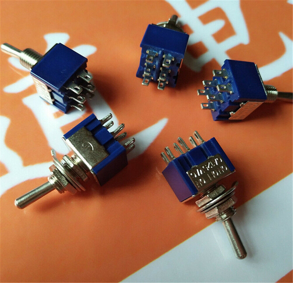 5Pcs 6Pin 3Position ON-OFF-ON DPDT Latching Toggle Switch FH 125V/6A NJR WF
