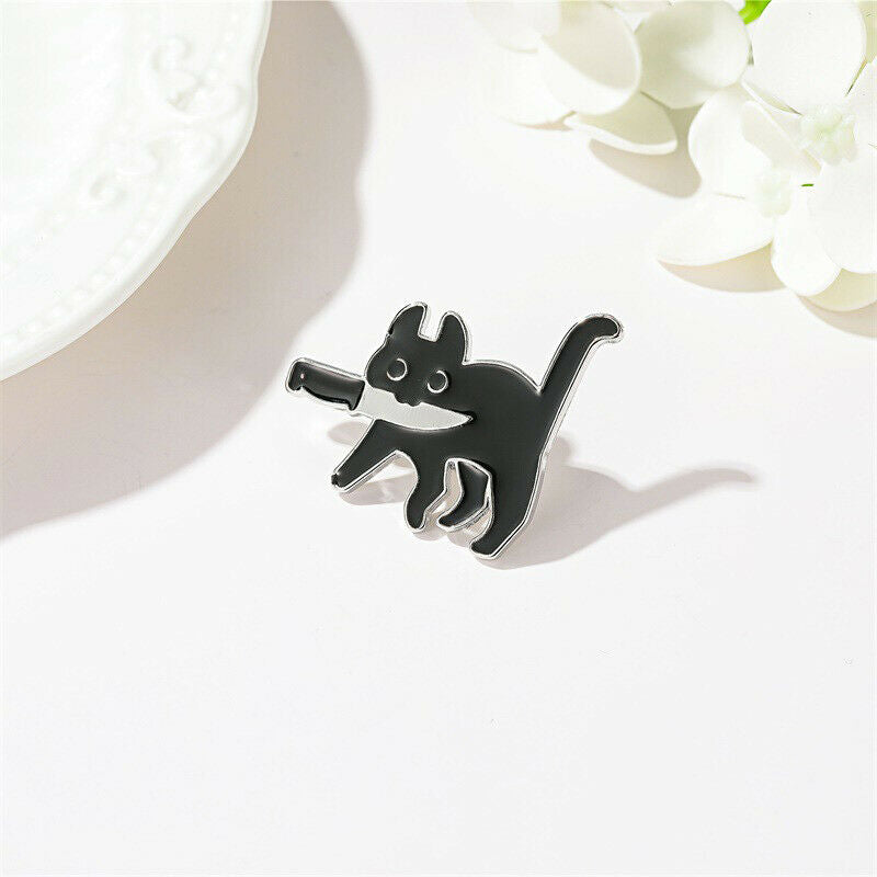Cartoon Creative Black Cat Modeling Enamel Pin Lapel Badges BroochL Rf