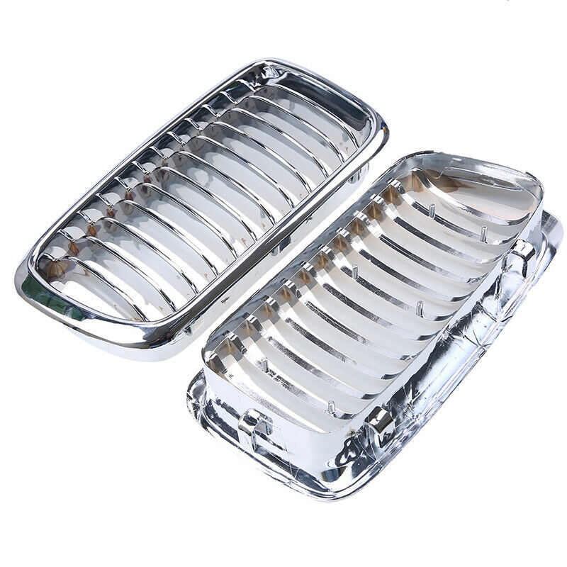 For BMW E38 740/750 7 Series Sedan 95-01 Pair Chrome Front Bumper Kidney Grille