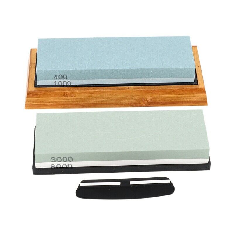 ening Stone Set, Whetstone 2-IN-1 400/1000 3000/8000 Grit, Waterstone Wooden HH3