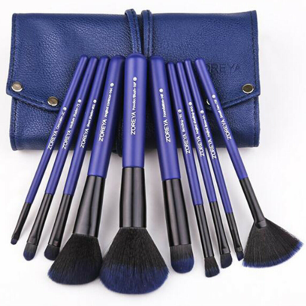 10 Pcs Makeup Brush Set for Eye shadow Blusher Face Powder Foundation Blue