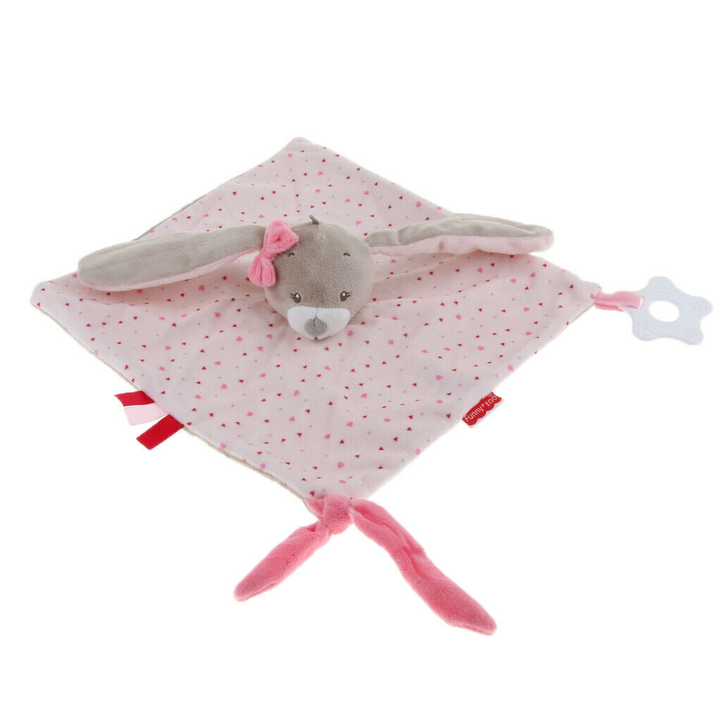 2x Plush Stuffed Blanket Teething Baby Safety Blanket for Infant Boys Girls