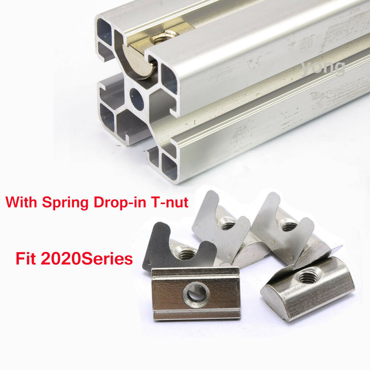 10Pcs 20Series Aluminum Drop-in T-slot Sliding T-nut Block with Spring M4