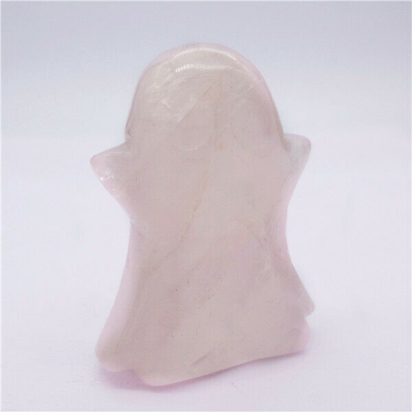 46x36x20mm Natural Rose Quartz Carved Ghost Decoration Statue Home Decor HH7936