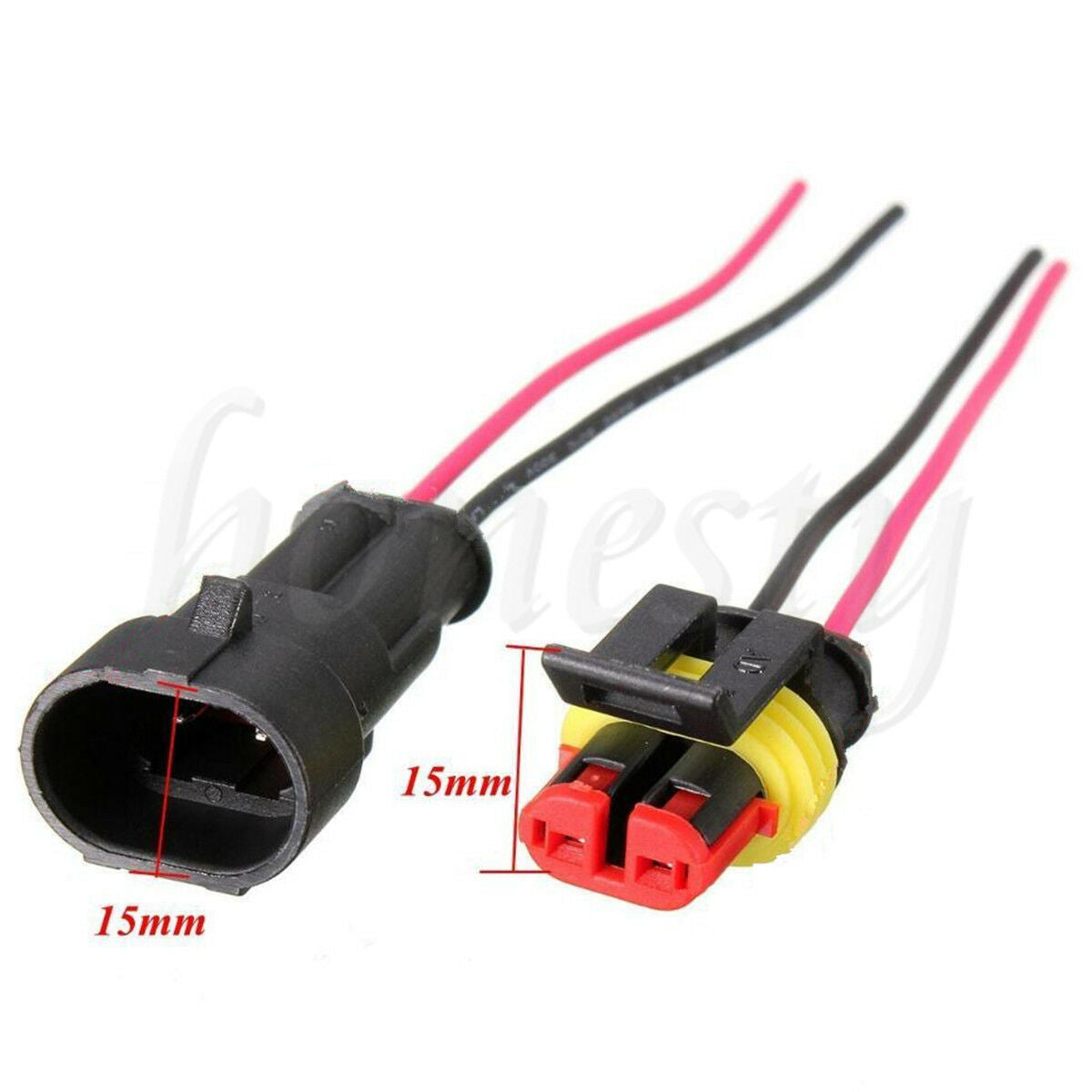 Two set 2 Pin Way Sealed Waterproof Electrical Wire Connector Plug Car Auto