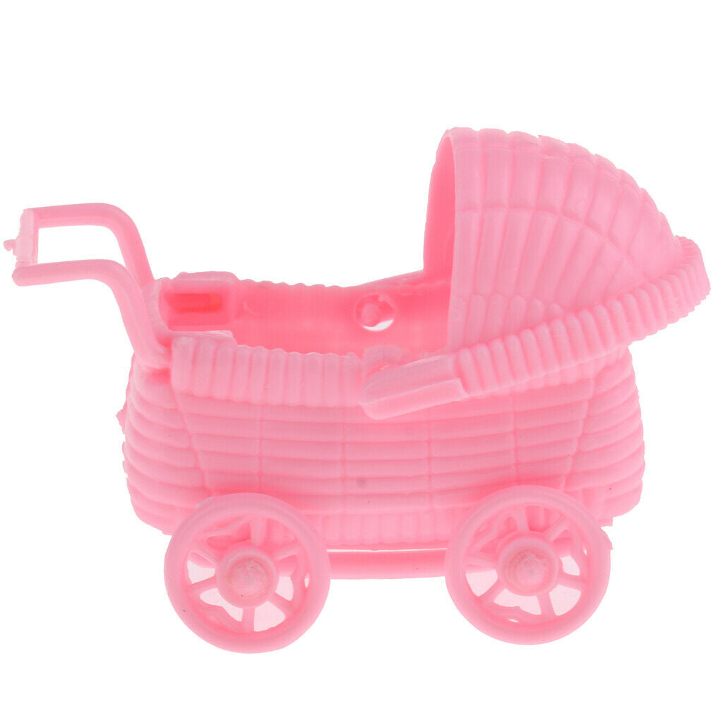 24 Pieces Plastic Baby Carriage Baby Shower Decoration Party Favor Pink+Blue