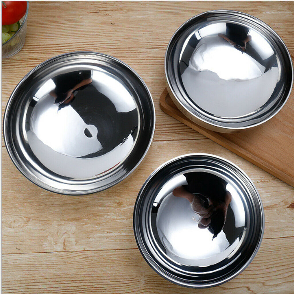 3x Stainless Steel Ramen Noodles Bowl Pasta Fruit Dessert Serving Dishes