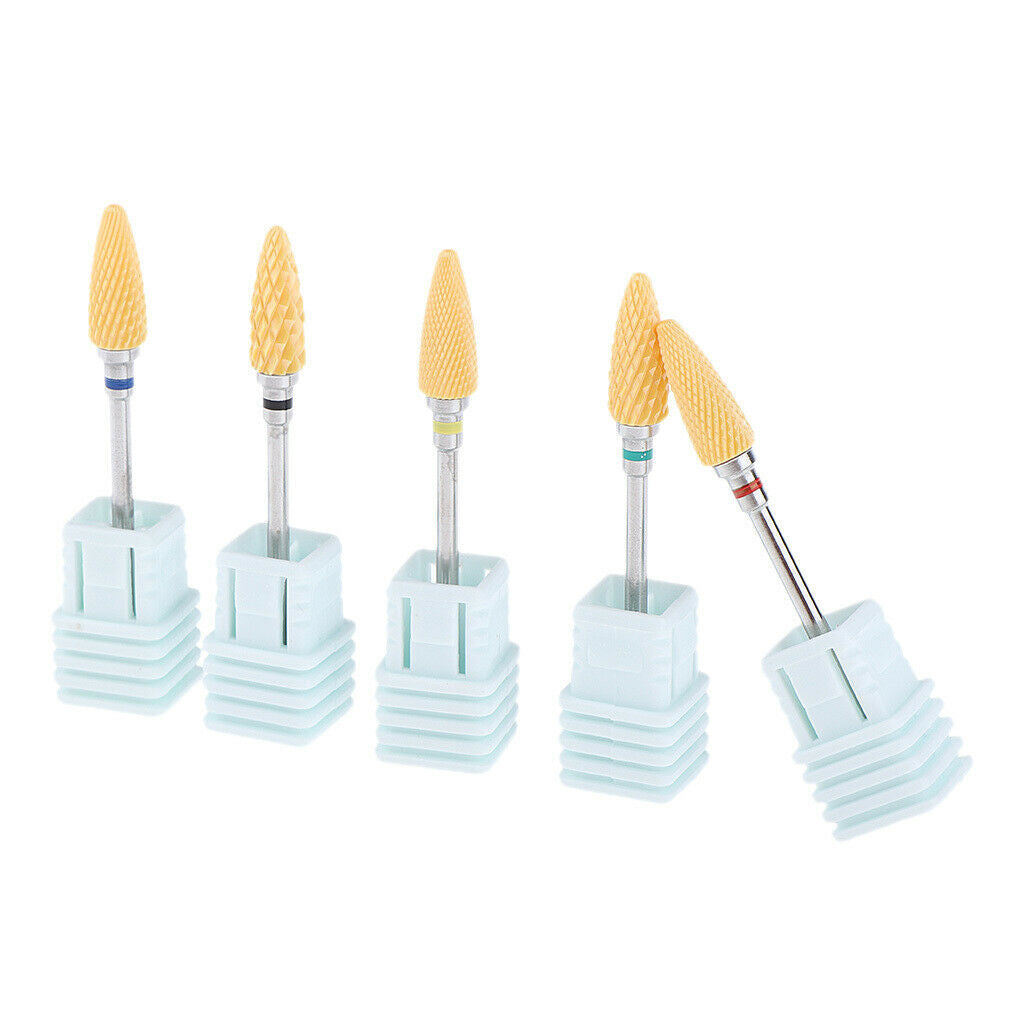 5Pcs Ceramic Nail Art File Drill Bit Polishing Head Grinding Manicure Tools
