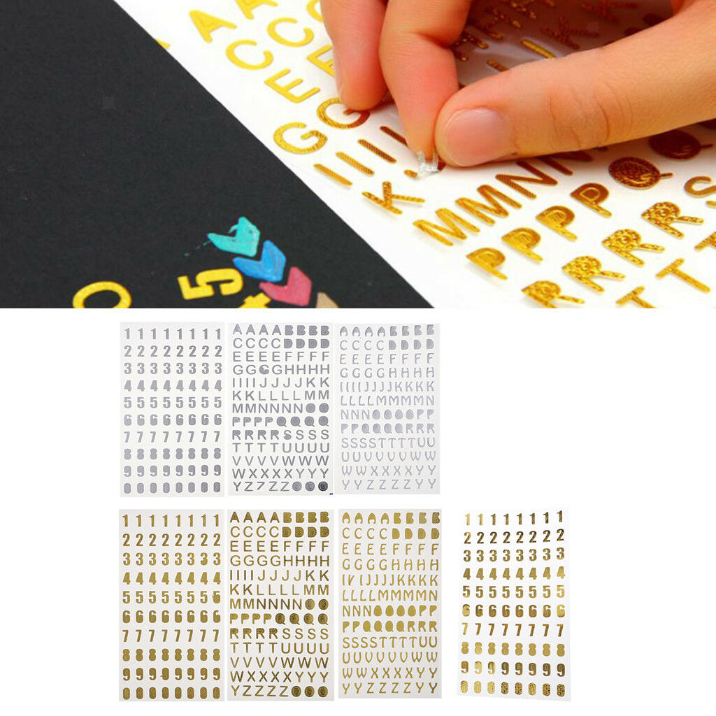 7x Plastic Paper Sticky Letters, Alphabet A-Z, Number Stickers, Scrapbooking