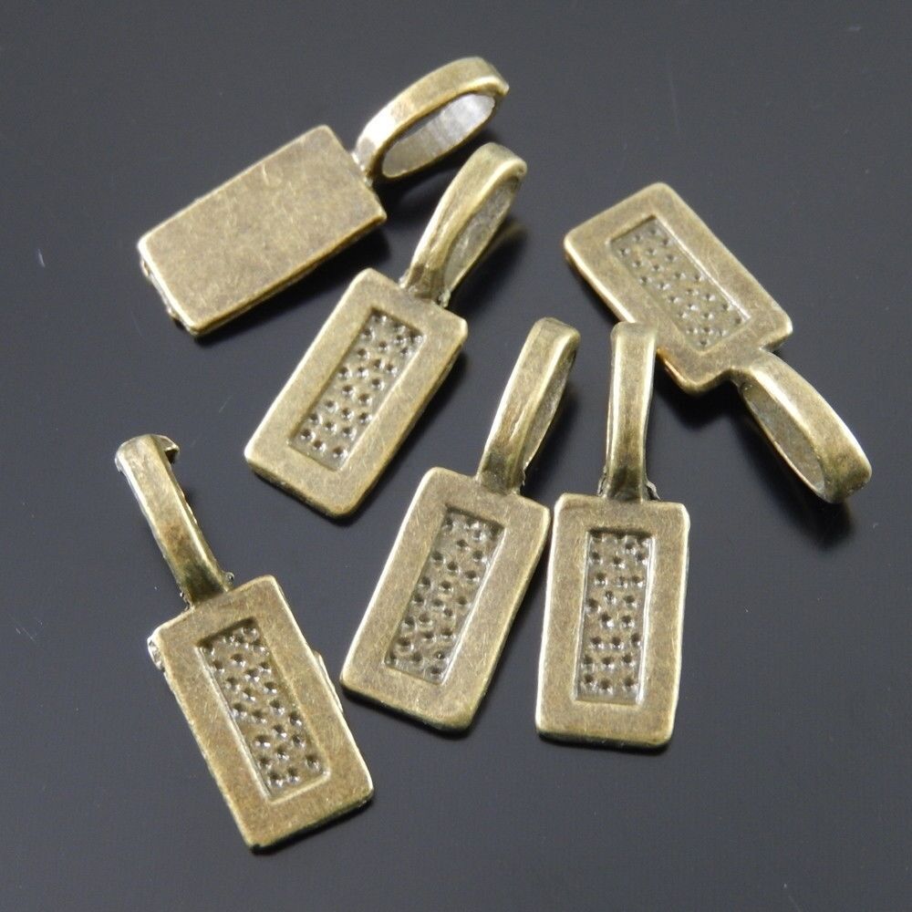40 pcs Antiqued Bronze Rectangle Glue On Bails Earring Pendant Jewellery Making