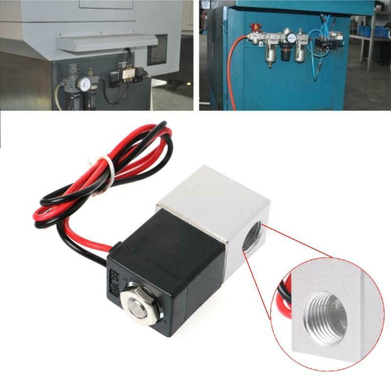 1/4" DC 12V 2 Way Normally Closed Pneumatic Aluminum Electric Solenoid Air Valve