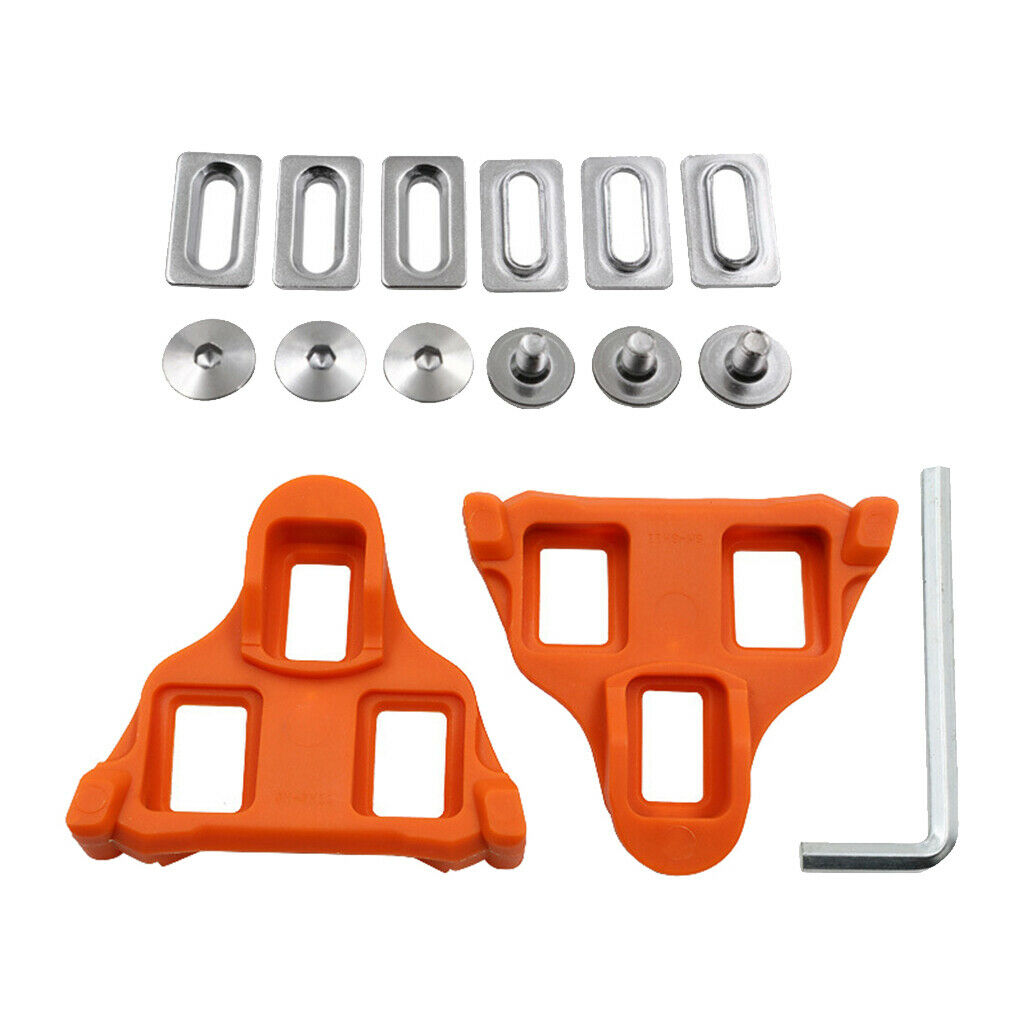 2 Pieces Anti-slip Road Bike Bicycle Pedal Cleats Set Self-locking Orange