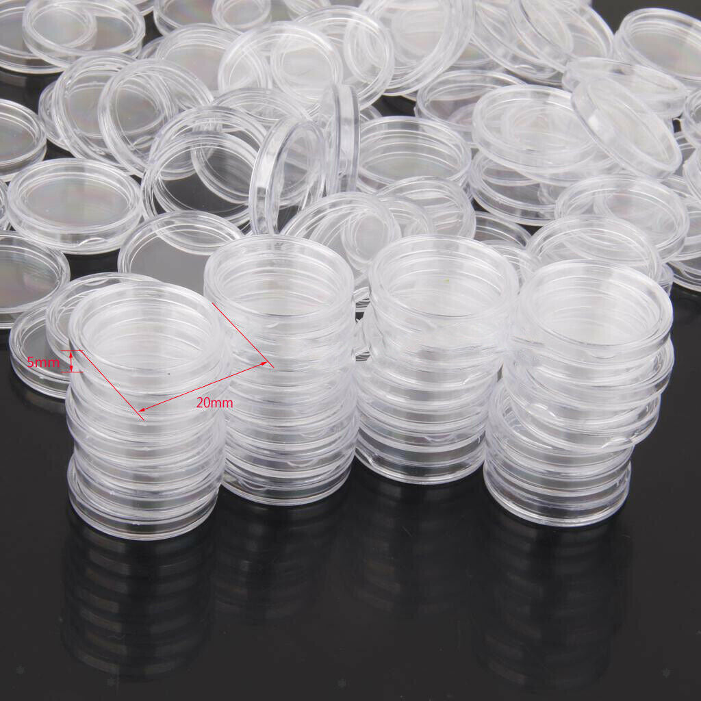 200x Clear Plastic Commemorative Coin Display Capsules Case Case 20mm Dia