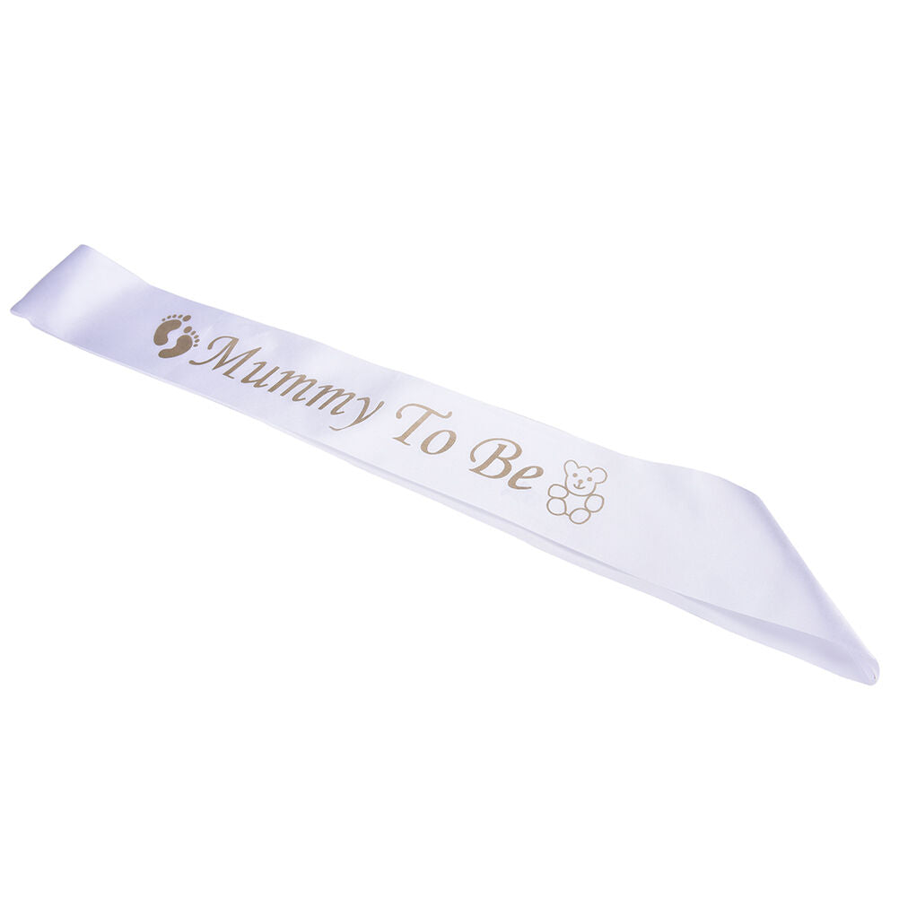 Footprint Bear Mummy To Be Satin Ribbon Sash New Mom Baby Shower Party J .l8