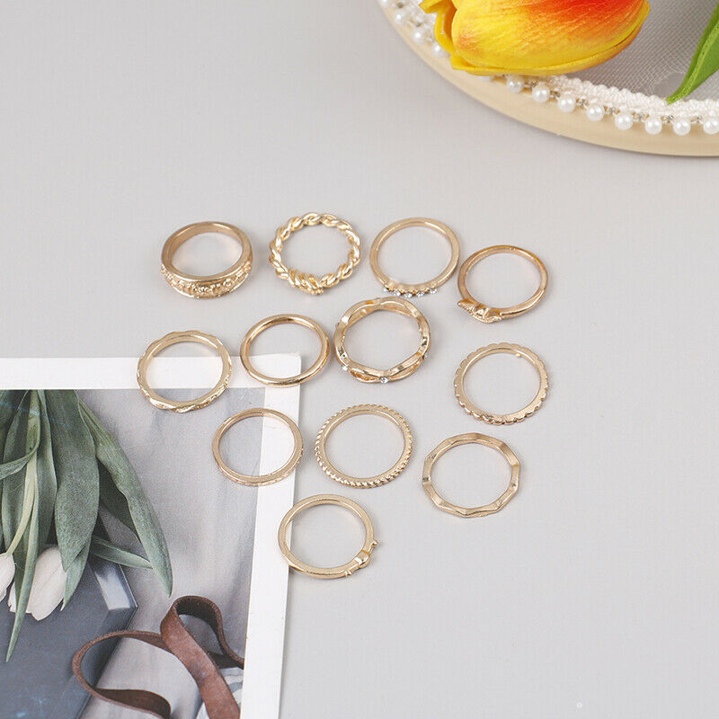 12Pcs/set Women Fashion Personality Punk Gothic Rings Jewelry GiftA KX
