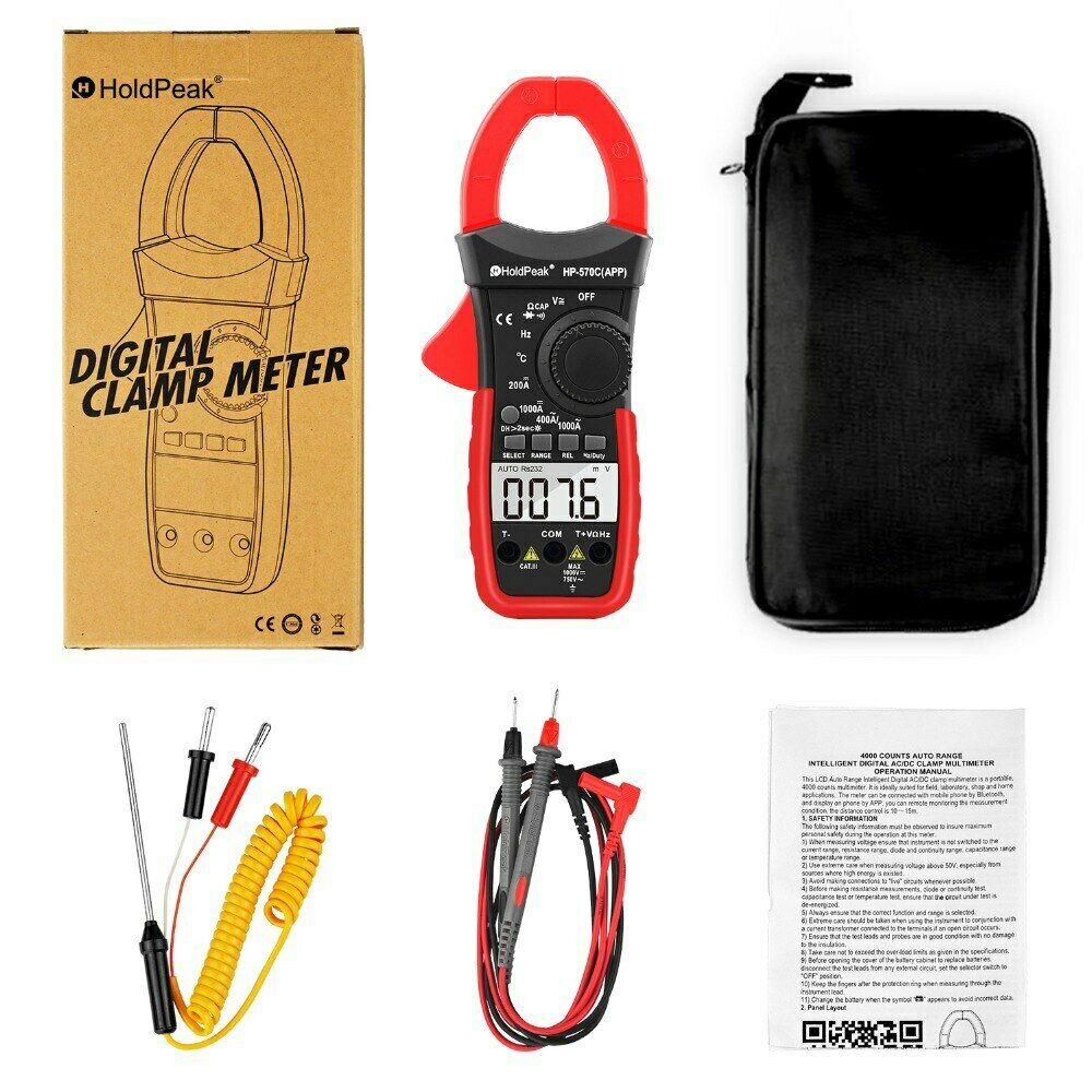 Holdpeak 570C-App Digital Clamp Meter Multimeter Handheld Volt Amp Tester Dmm