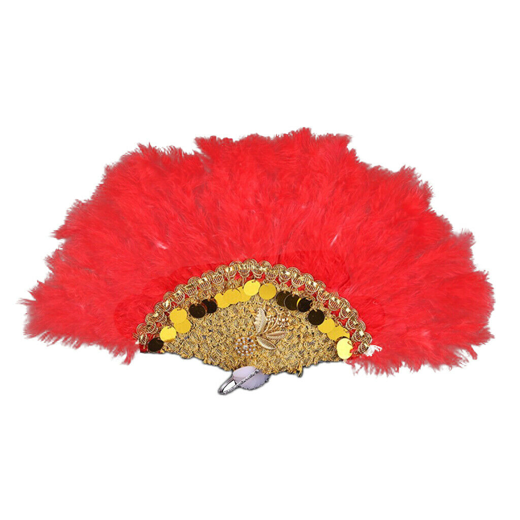 Flapper Sequins Feather Fan Retro Style Handheld Fan Dance Hand Fan Gifts