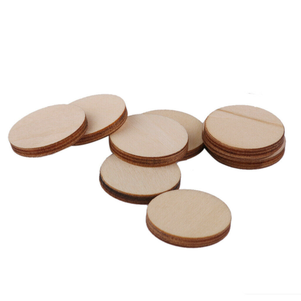 4X Set of 100 Unfinished Wooden Round Discs Slices Scrapbooking DIY Buttons